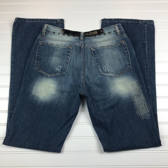 Just Cavalli Italy Studded Flare Leg Jeans Embellished Italy 30 - Picture 5 of 12